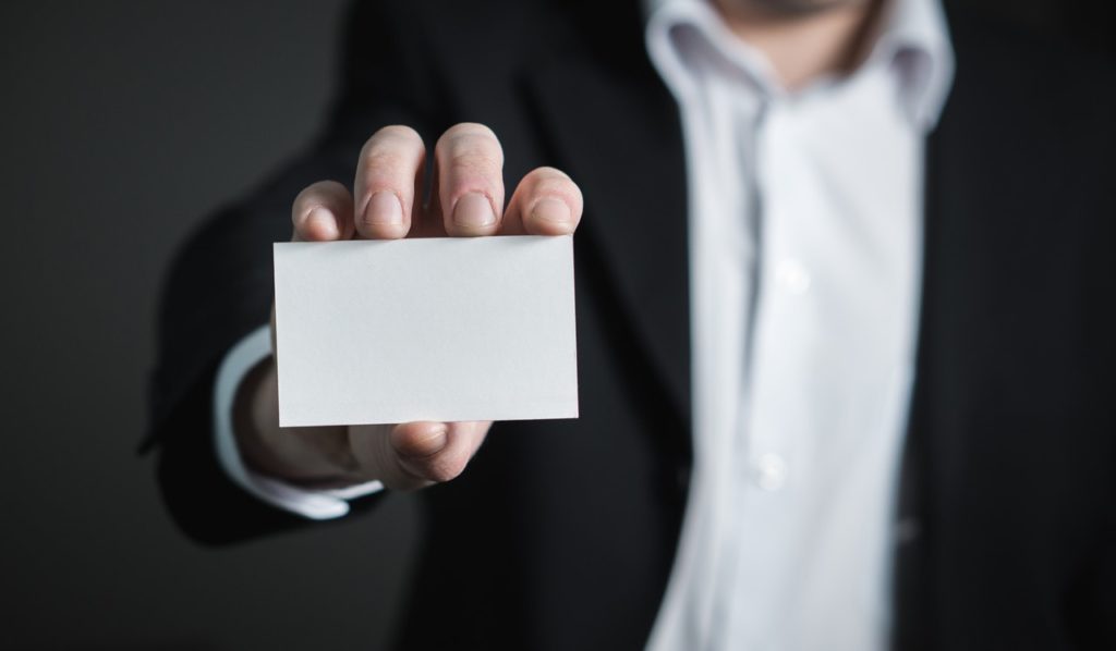 A blank business card - represents your brand identity before you create it.